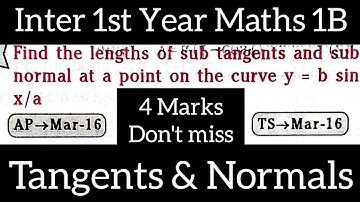 Tangents and Normals@maths naresh eclass