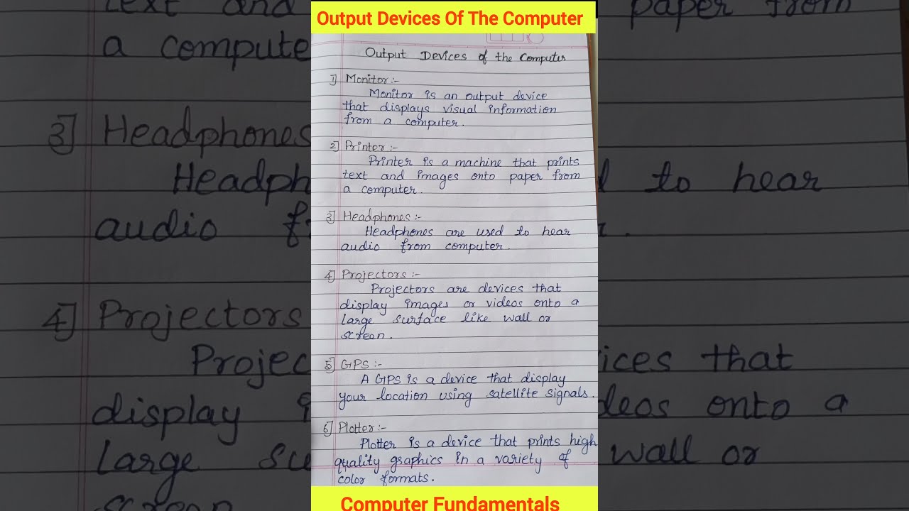 Output Devices Of The Computer Fundamentals