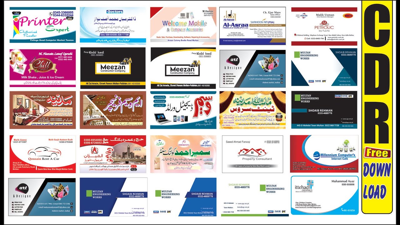 พื้นหลังนามบัตรสีฟ้า  New 2022  Business Card Backgrounds Design free Download in CDR file Design World Part 3 2020