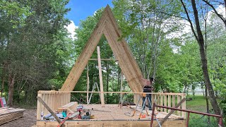 Raising the Rafters on the Off Grid A Frame Cabin in RRG