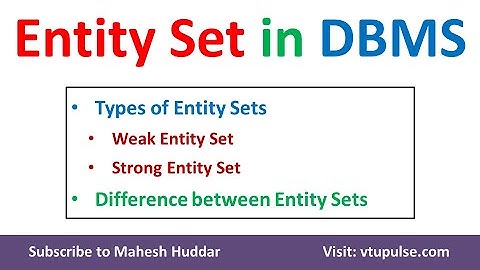 Entity Set in DBMS | Types, and Difference between Strong and Weak Entity Sets by Dr. Mahesh Huddar