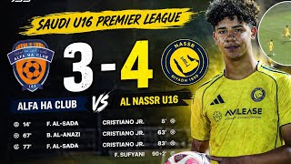 Cristiano Ronaldo Jr Hat-trick vs Alfa Ha Club | Alfa Ha Club vs Al Nassr U16 3-4 | Saudi Premier 