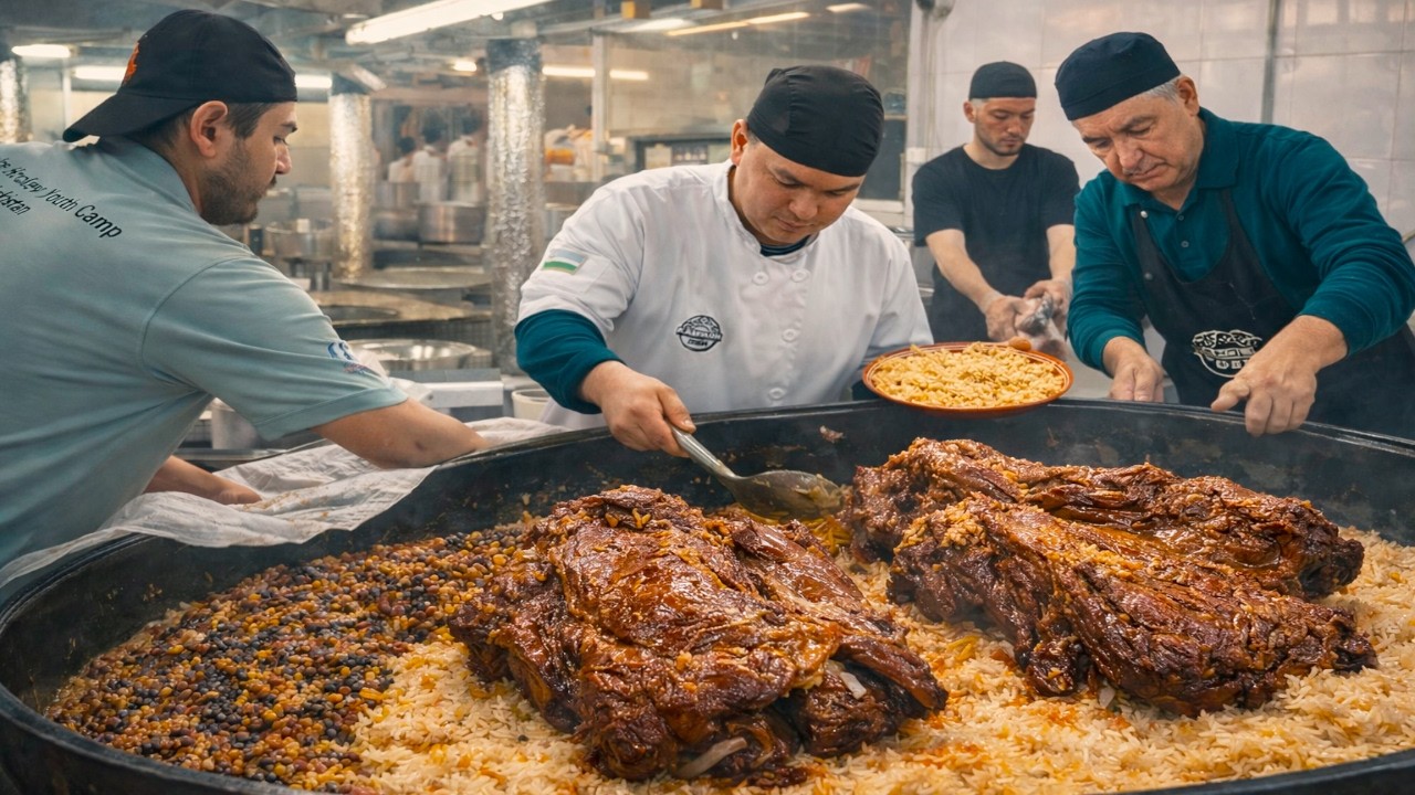 LEGENDARY UZBEK PULAO recipe | 350+ KG Uzbek Giant Meat Pulau Prepared | Uzbekistan's Street Food
