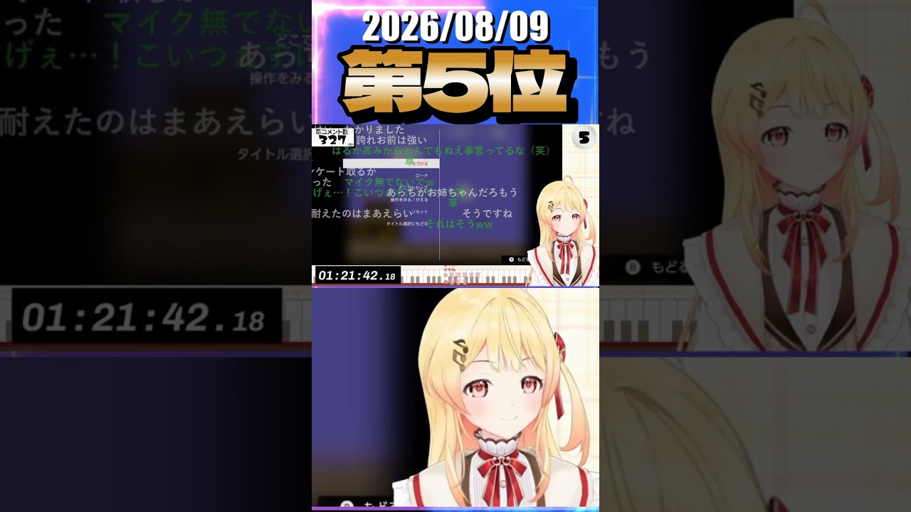 8/9 草コメント数ランキング第5位 #音乃瀬奏 1時間35分ごろ