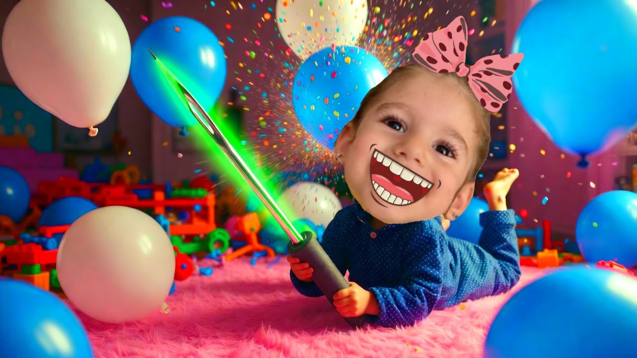 BALON PATLATMA💉 Eva Doğum Günü Balonlarını Patlatırken Annesi Çok Korkuyor 😂🎈