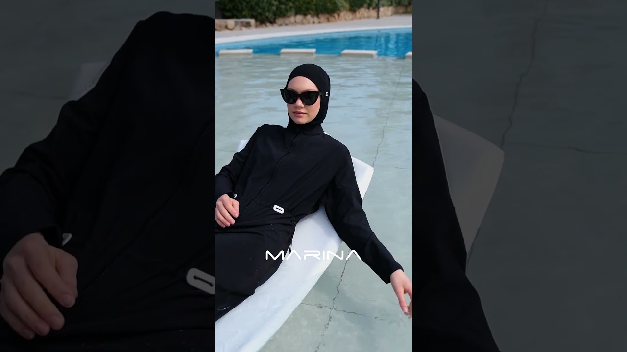 Marina Siyah Tam Kapalı Tesettür Mayo - M2507-1