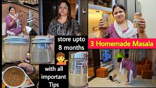 3 रोज़ काम आने वाले Homemade मसाले || with all Important Tips!! Store upto 8 months ||