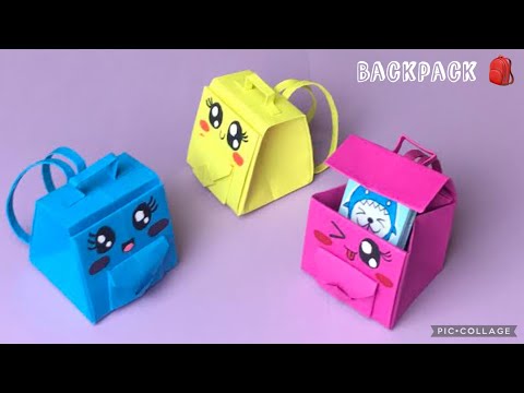 Origami Backpack/Easy DIY School Bag with paper! Only 1 Sheet of paper needed💼🎒اوريغامي حقيبة