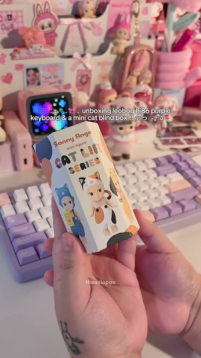 unboxing leobog hi86 purple mechanical keyboard & sonny angel mini figure cat life series blind box