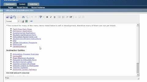 VVC - How-To - OU Campus - Editing the Left Nav. Menu
