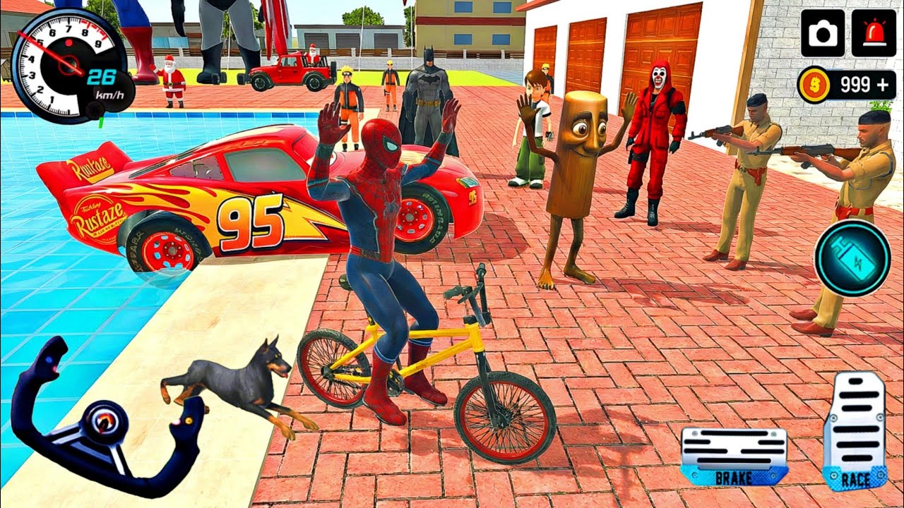 🚨 Police Arrest Spiderman & Thung Thung 🦚MC Queen Car Modified Showroom🎉 Lot's of Police Car 3D Game