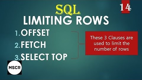 #SQL 14 || Limiting Rows  ( OFFSET , FETCH, SELECT TOP )