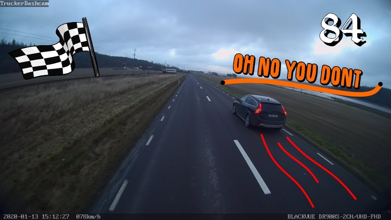Trucker Dashcam 84 The Race Is On Truck Vs Car Youtube