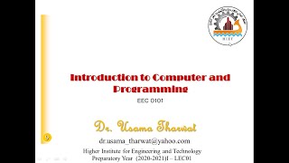 Introduction to Computer and Programming Lec 01 Part 01 (Brief History of Computer)
