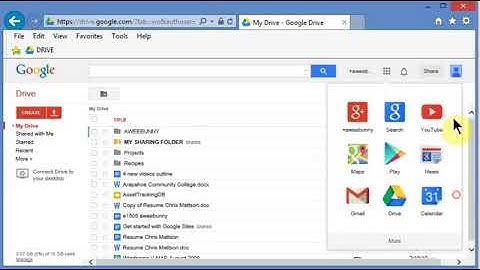 Google Apps navigation toolbar using Internet Explorer bookmarks in Windows