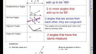 Unit 9 Mini-lesson #1: Finding Missing Angles with Equations