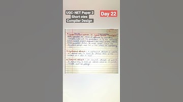Day 22 UGC-NET Paper 2 Short Notes Compiler Design #shorts #viral