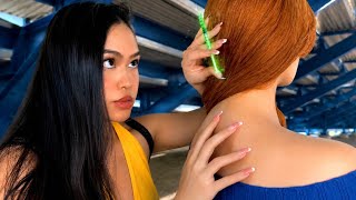ASMR Sketchy Girl Gives U Scalp & Back Scratch + Tingle Injections + Hair Play (U STEAL Her Formula) screenshot 4