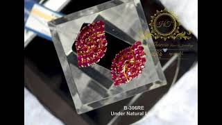 B-306RE Mogok Natural Ruby Earrings 
