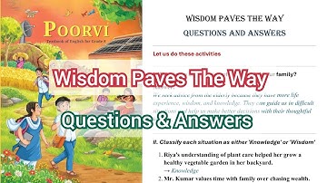 Class-8th English Poorvi | Wisdom Paves The Way |  Chapter questions Answers| New Syllabus |CBSE