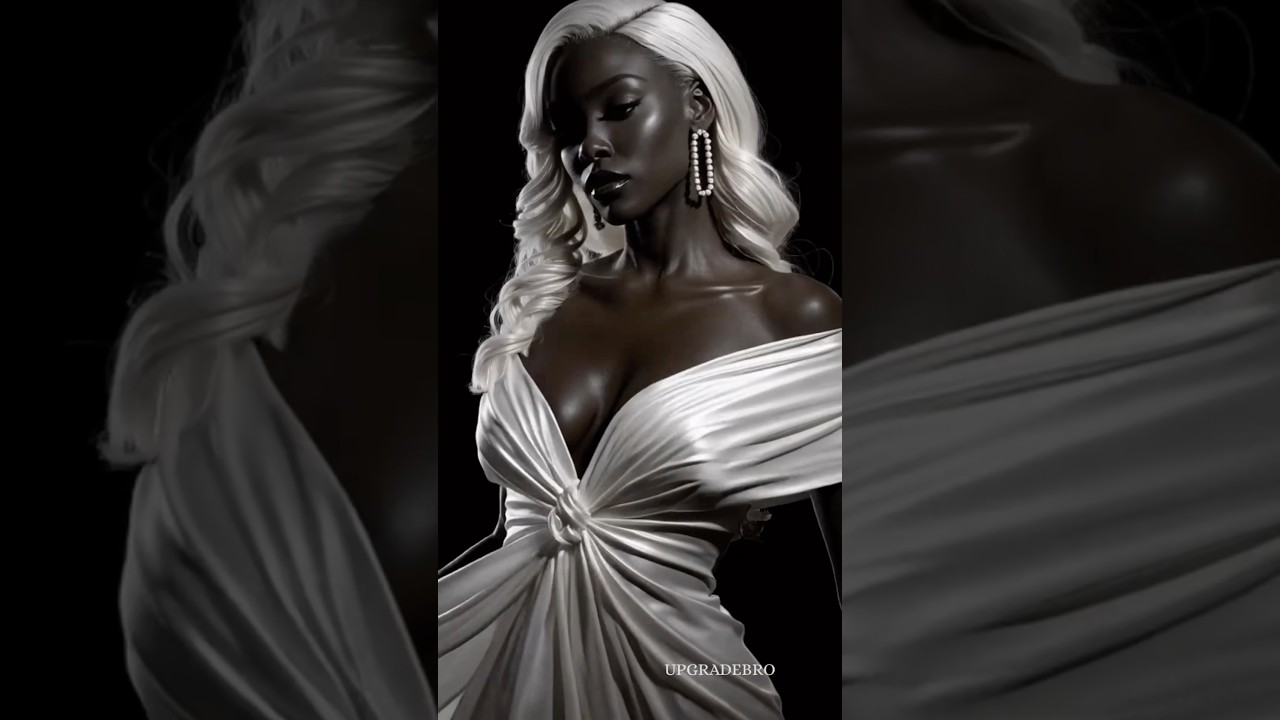 Pure Elegance • Dark Beauty • Pearl Power #AlArt #aimodel #BlackAndWhite #FashionElegance