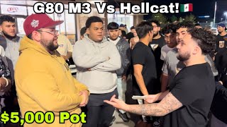 Hellcat Vs G80 M3! $5,000 Pot #Hellcat #Dodge #G80
