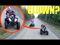 When you see clowns on atvs do not let them catch you lock your doors and keep driving away fast