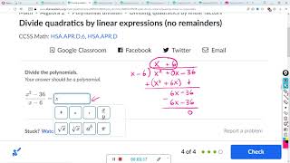 Divide quadratics by linear expressions (no remainders) : Khan Academy