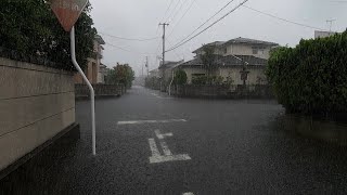 walk in heavy rain with water damage/ Flood in Japan 2022