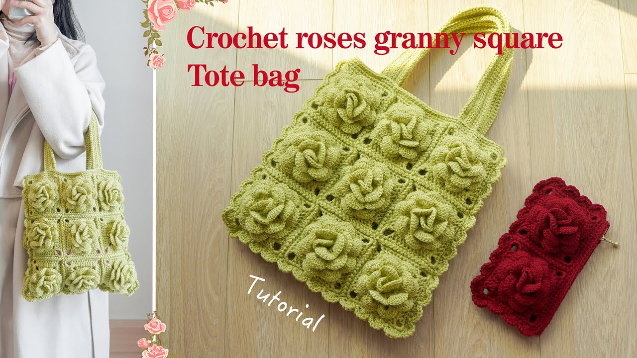 How to Crochet a Rose Granny Square Tote Bag | Spring DIY Tutorial