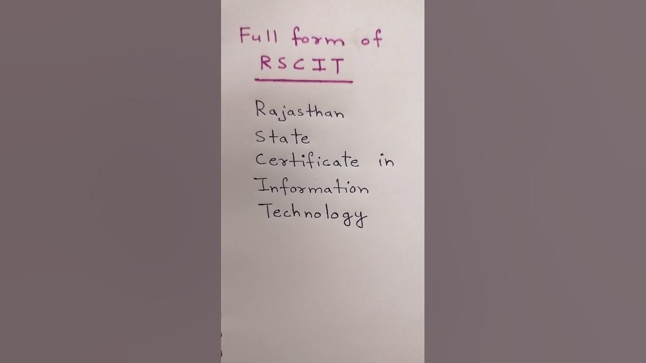 Full Form Of RSCIT YouTube full-form-of-rscit-youtube