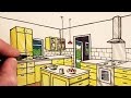 How to Draw a Kitchen Room in 2-Point Perspective: NARRATED How to Draw a Kitchen Room in 2-Point Perspective: NARRATED