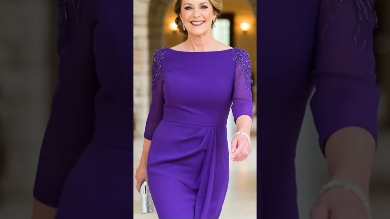Boatneck Gown With Sleeves For Mother Of The Bride Dresses