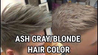 Ash Gray / Blonde Hair Color for Men Step by Step Procedure | How to achieve hair color