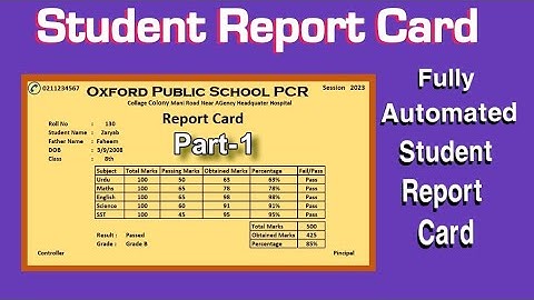 Full Automatic student Report Card in Excel | Students results card in excel