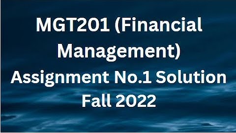 MGT201 (Financial Management) Assignment No.1 Solution Fall 2022