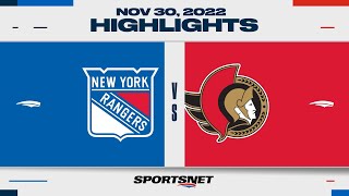 NHL Highlights | Rangers vs. Senators - November 30, 2022