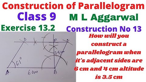 Construction of quadrilaterals class 9 M L Aggarwal Exercise 13.2 Q.13 Construction of parallelogram