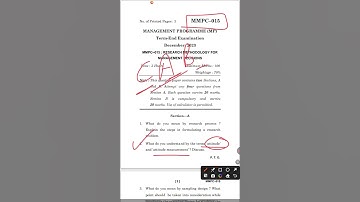 MMPC–015 : RESEARCH METHODOLOGY FOR  MANAGEMENT DECISION