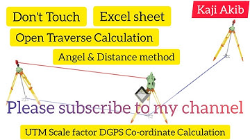 Open Travers Calculation by Angel and Distance Method & Excel Sheet Download, UTM GRID Scale Factor