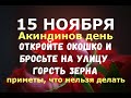 15 ноября. Житница, Акиндинов день. ОТКРОЙТЕ ОКОШКО И БРОСЬТЕ НА УЛИЦУ ГОРСТЬ ЗЕРНА/Народные приметы