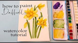 Easy how to Paint Watercolor Daffodils /Floral Friday/ Step by Step / Spring Watercolor Flowers
