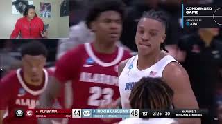 Where Was RJ Davis??? Reacting To Alabama vs North Carolina - Sweet 16 Highlights