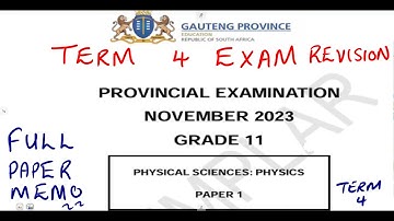 Physical Sciences Grade 11 Term 4 Exam Paper1 November 2023 Gauteng @mathszoneafricanmotives