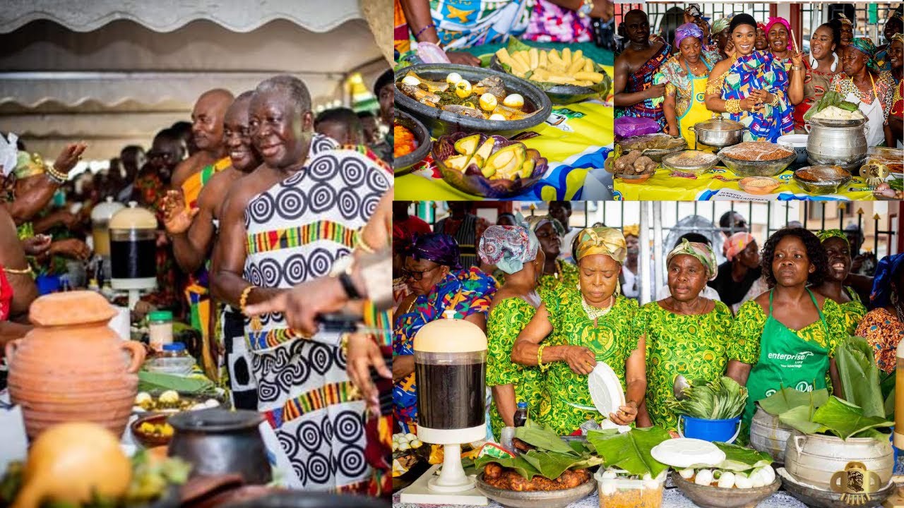 OTUMFUO INSPECTS DELICIOUS LOCAL MEALS PREPARED BY ASANTE QUEEN MOTHERS ...