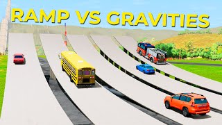 Which Ramp with Different Gravity Give Longest Jump (earth, moon, jupiter, mars, sun) - Beamng drive