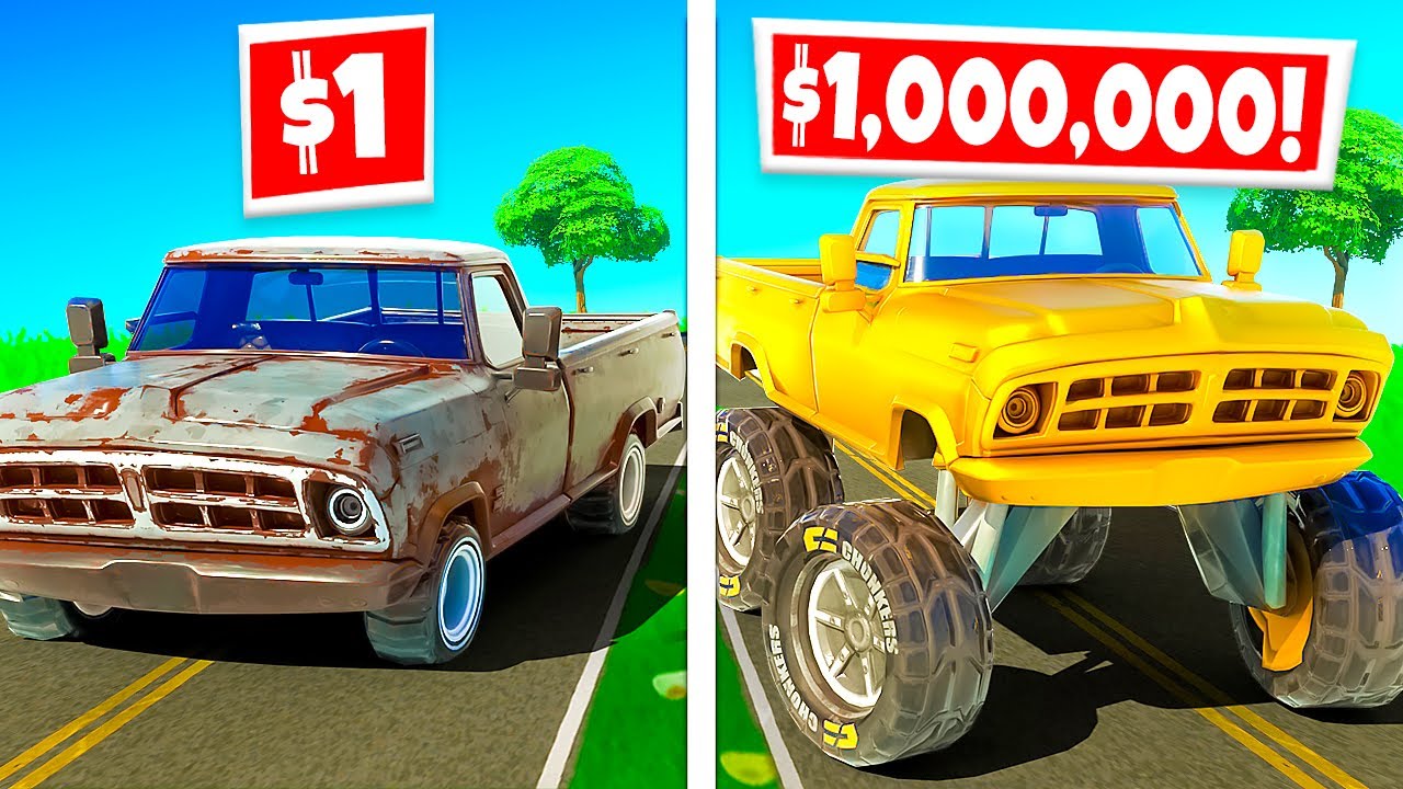 $1 TRUCK vs. $1 MILLION DOLLAR MONSTER TRUCK! (Fortnite Challenge)