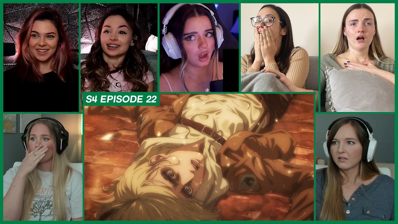 [GIRLS REACT] Annie's Hardening Gets Undone | Attack on Titan Season 4 Ep 22 Girl Reaction Mashup