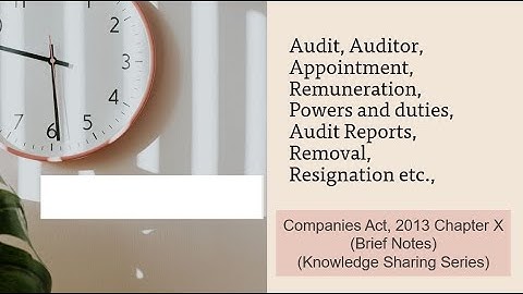 33. Audit, Auditors, Appointment, Remuneration etc. Chapter 10, Companies Act, 2013