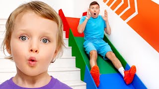 indoor games on a stair slide with vania mania kids